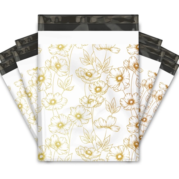 ⭐️ 20 GOLD & white flower Poly Mailers 10 x 13 in - Picture 5 of 5